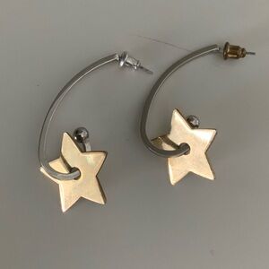 Vintage Shooting Star Dangle Earrings Silver & Gold Hardware Women’s Jewelry